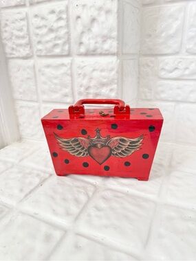 ✧ hand painted y2k tattoo flash wooden box purse ✧